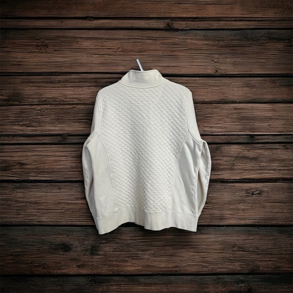 L.L Bean Women's Cream Zip-Up Sweater - Picture 3 of 6